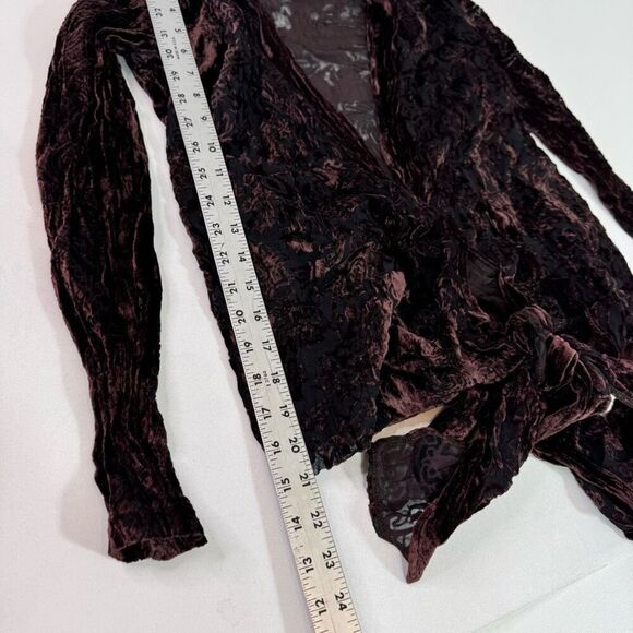 NCC Cardigan Jacket Womens 8 Sweater Crushed Velvet Purple 90s y2k Front Tie - Picture 2 of 7